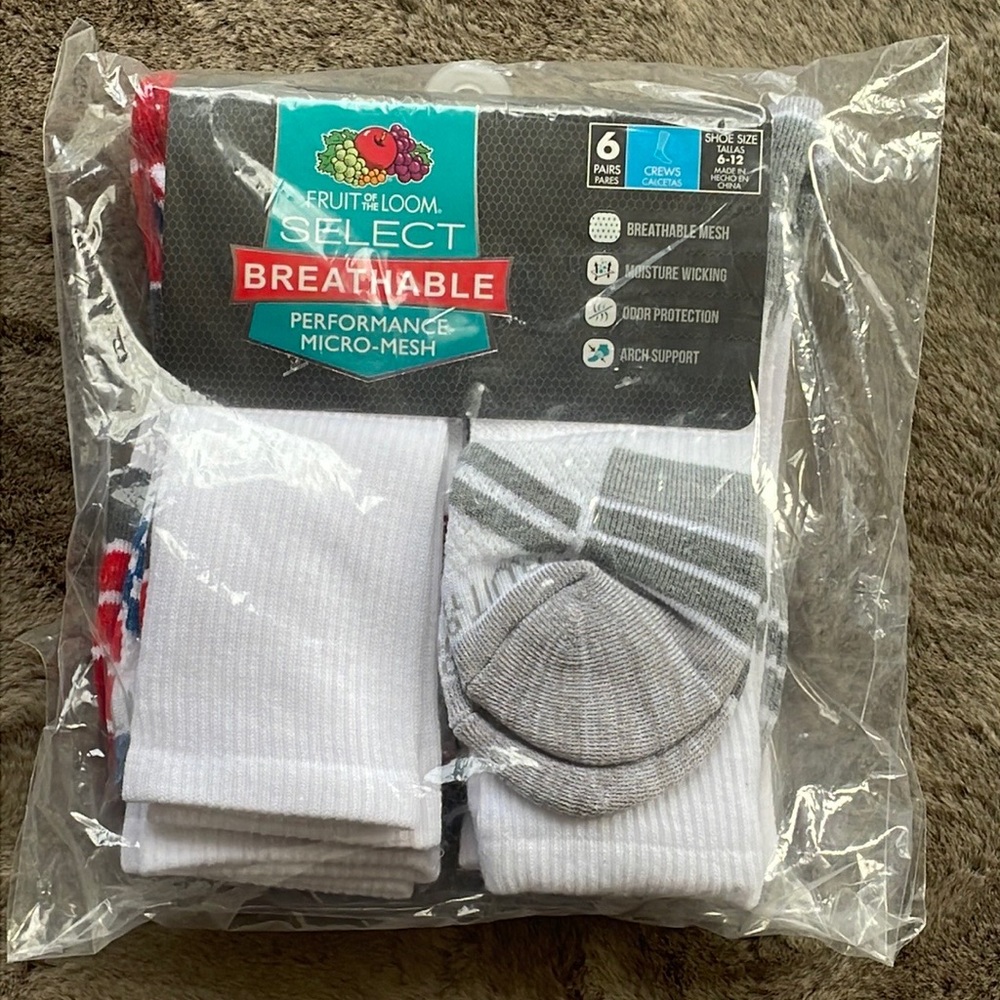 Fruit Of The Loom - 6 Pairs Crew Socks